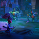 Even and Dicey working together to fight some big, angry robots.